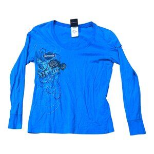Harley-Davidson Graphic Womens Blue Long Sleeve S T-Shirt Daytona Beach Biker